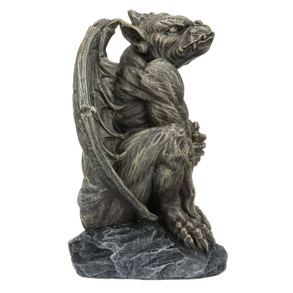 Silas Medium Gray Resin Gothic Gargoyle Sentry Statue