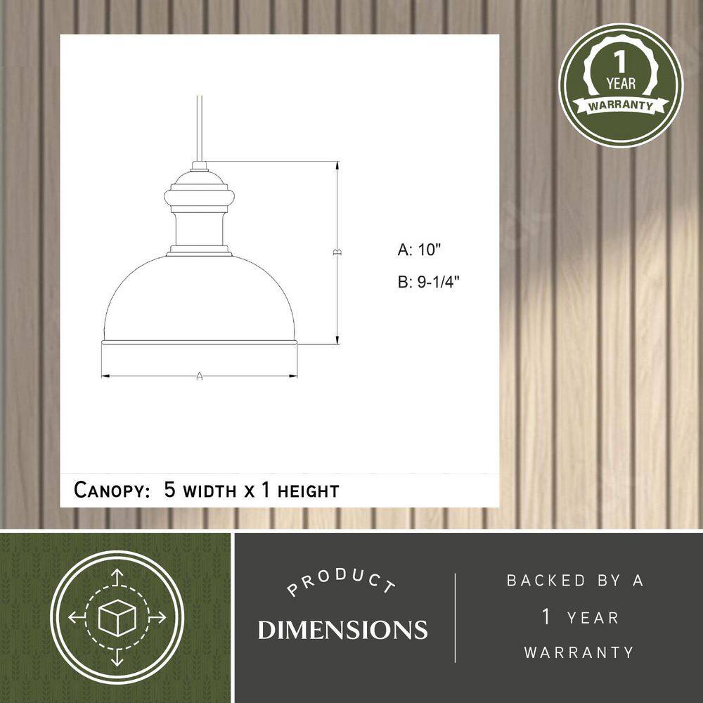 Franklin 10-Inch Gold Glass Farmhouse Pendant Light