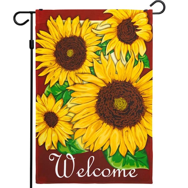 1 ft. x 1.5 ft. Polyester Welcome Autumn Sunflowers 2-Sided Garden Flag Printed Blockout