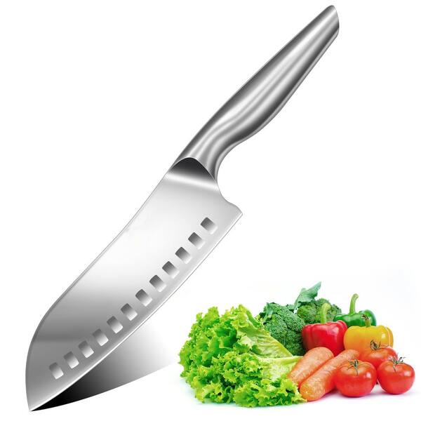 Numhew 7 in. Stainless Steel Full Tang Santoku Knife with