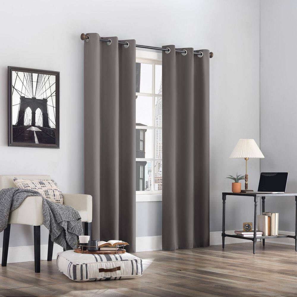 Gray Thermal Blackout Grommet Curtain Panel, 40" x 84"