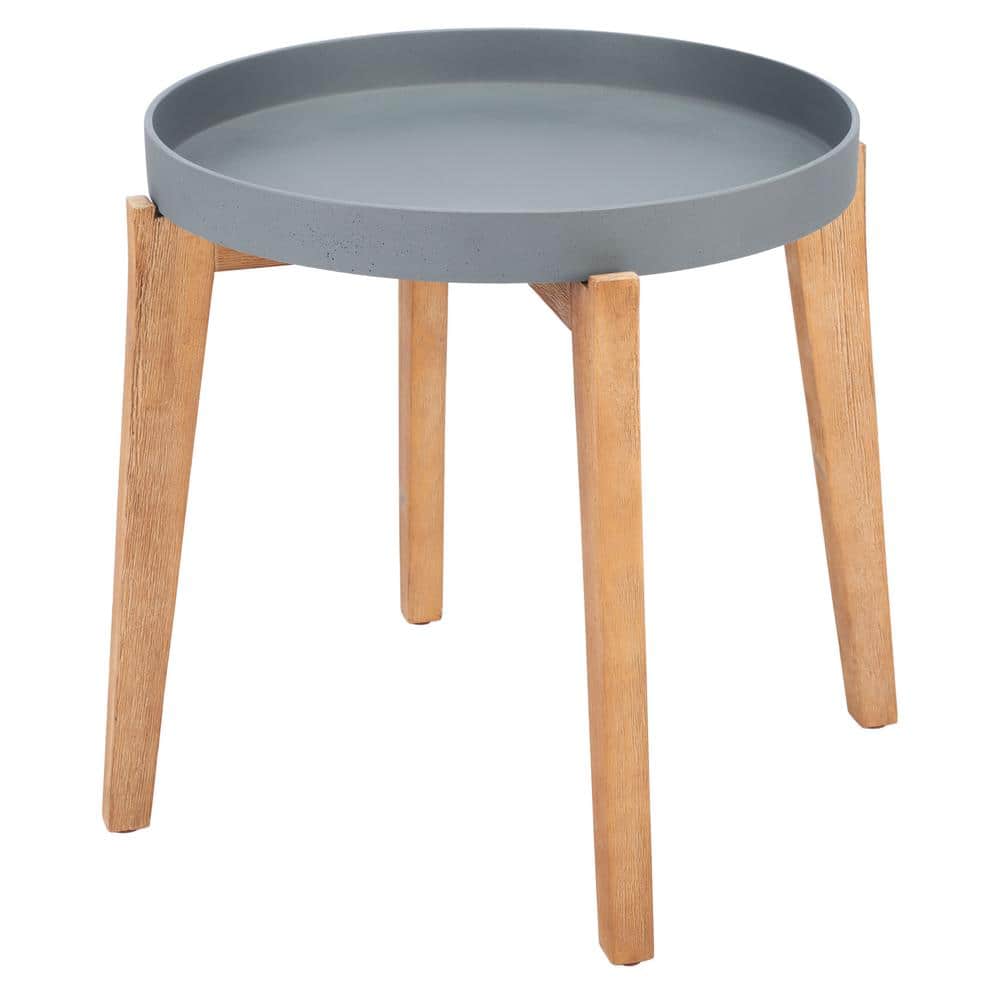 Charlen 24'' Gray and Natural Acacia Wood Side Table