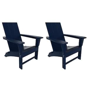 Shoreside Navy Blue Outdoor Modern Folding Plastic Adirondack Chair