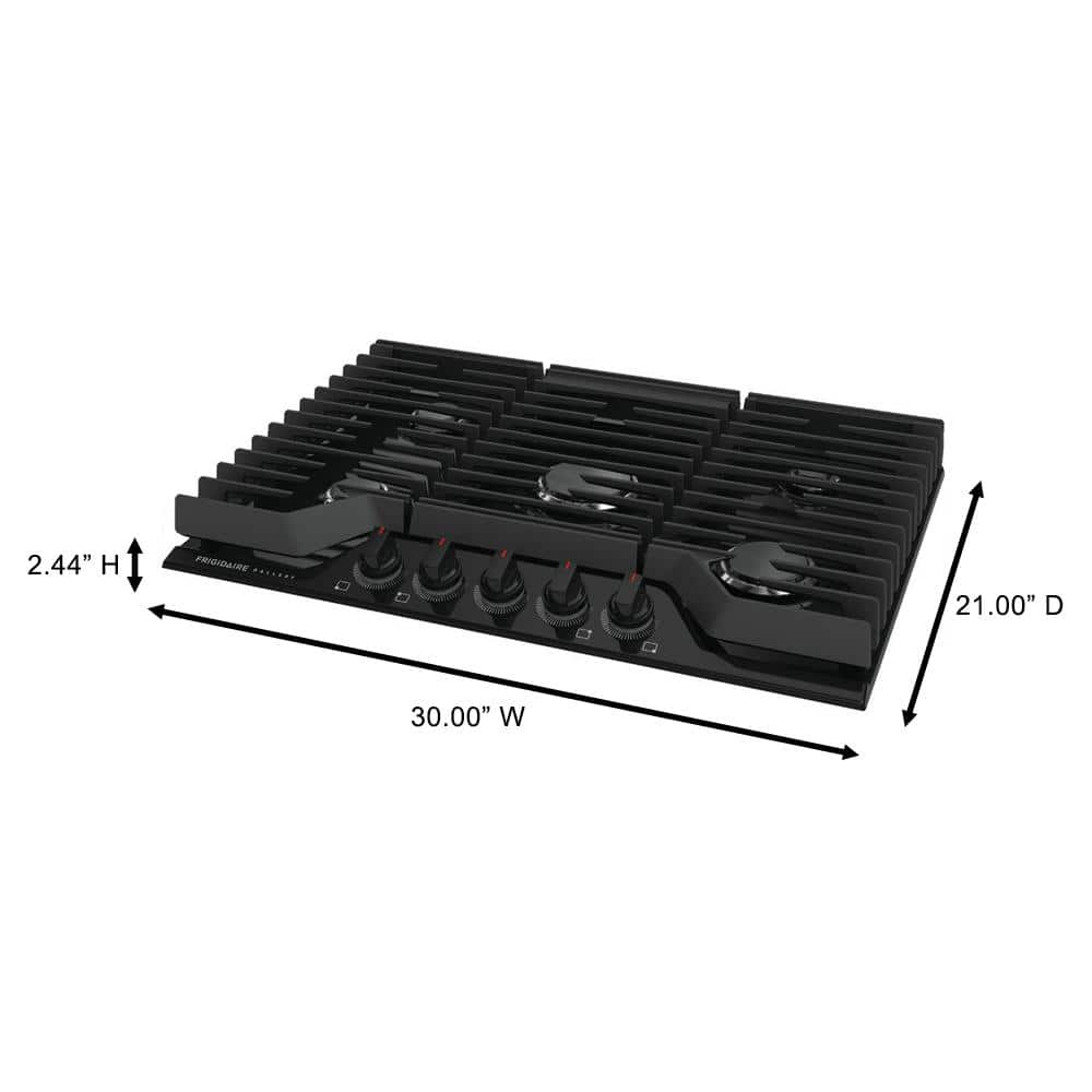 Frigidaire Black 30" 5-Burner Propane Gas Cooktop with LED Knobs