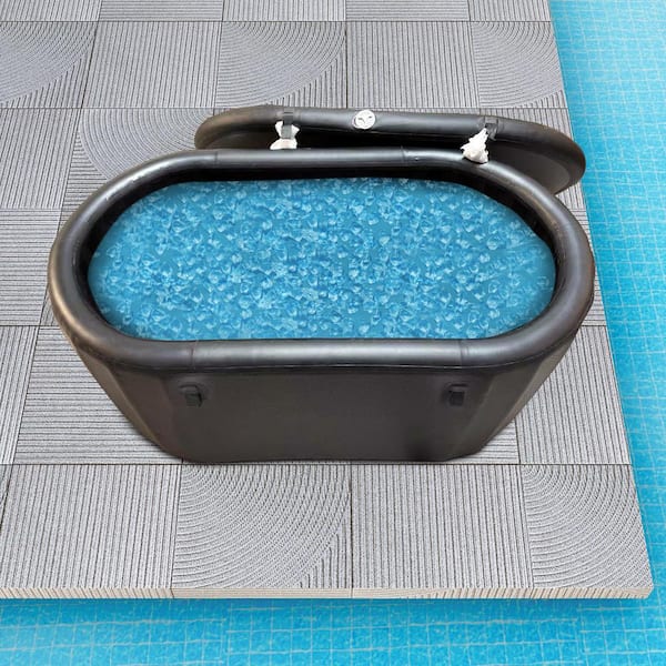 74 Gal. Cold Plunge 1-Person 0-Jet Oval Inflatable PVC Insulated Tub, Cover and Inflator