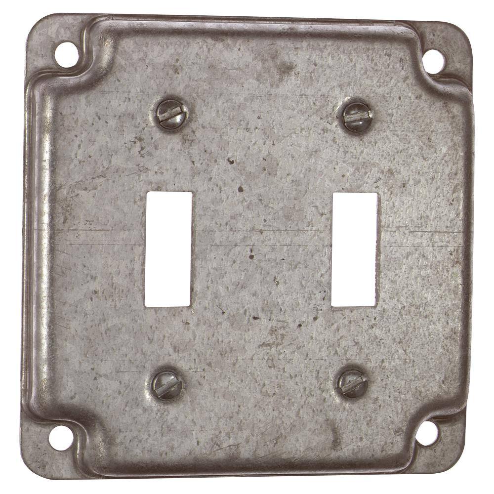 Steel City 2-Gang 4 in. Square Metal Electrical Box Surface Cover Double Toggle Device (Case of 10)