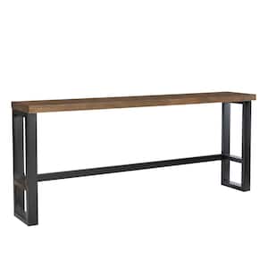 Harlan Black wood top 84 in. W Trestle base Counter Dining Table seats 4