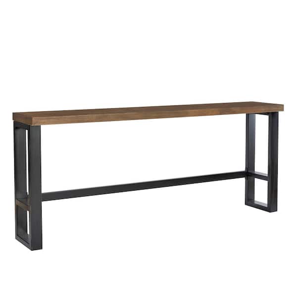 Linon Home Decor Harlan Black wood top 84 in. W Trestle base Counter Dining Table seats 4