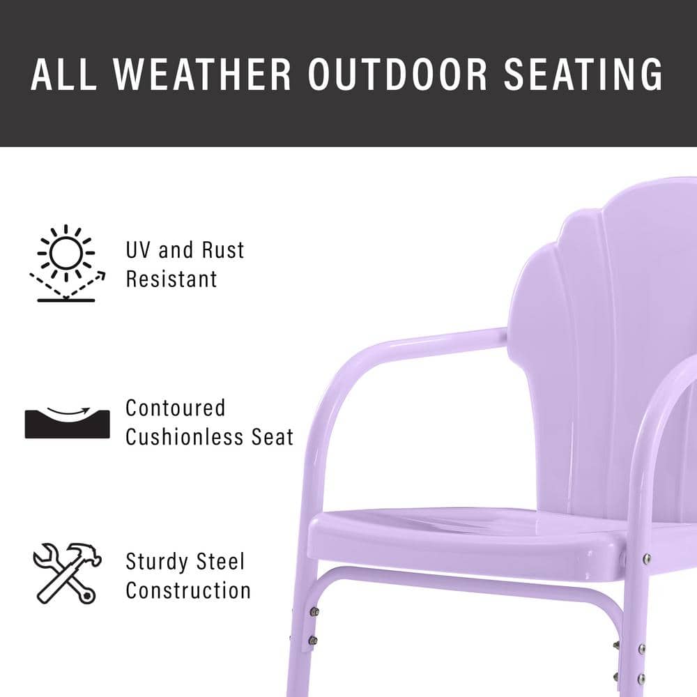 Lavender Retro Scalloped Steel Outdoor Chair Set