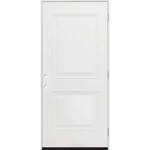 36 in. x 80 in. Element Series 2-Panel Square Wht Primed Steel Prehung Front Door Left-Hand Outswing w/ 4-9/16 in. Frame