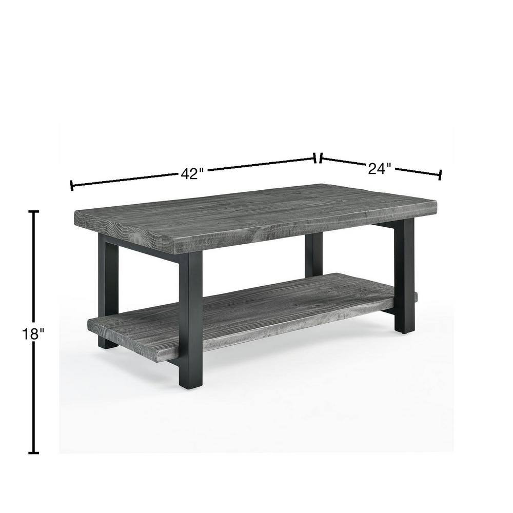 Pomona Slate Gray 47" Reclaimed Pine Wood and Metal Coffee Table