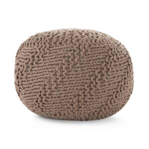 Aria Light Brown Fabric Weave Outdoor Pouf