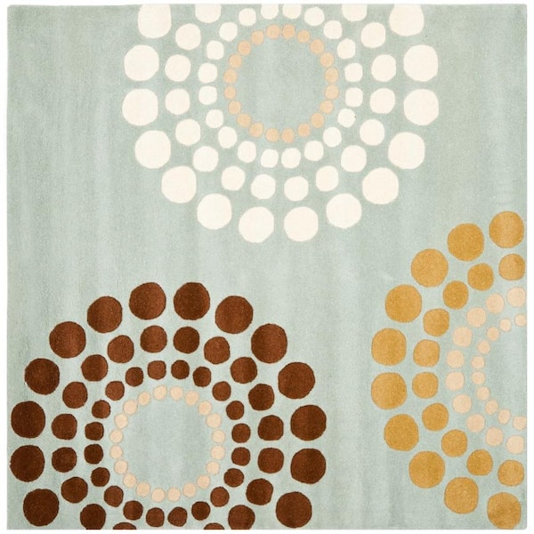SAFAVIEH Soho Blue/Multi 6 ft. x 6 ft. Square Floral Sunburst Area Rug