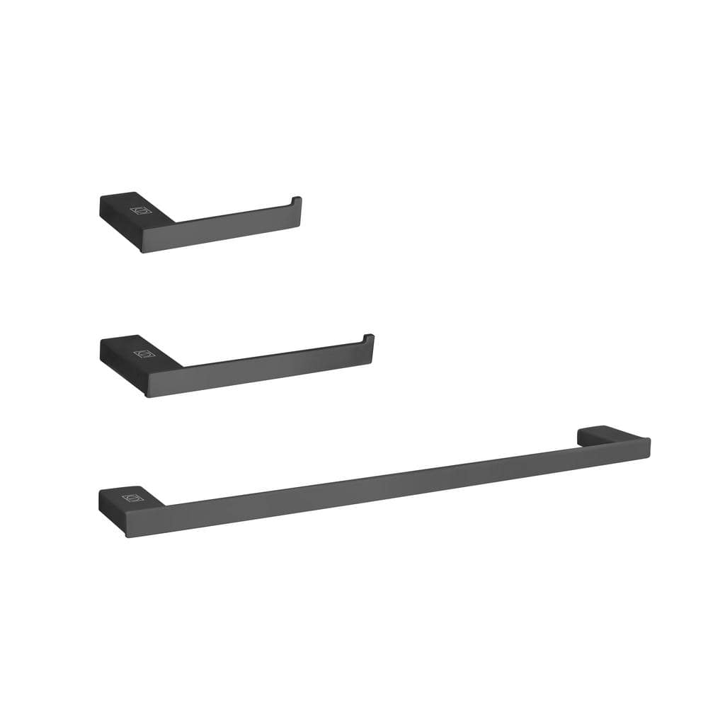 Timeless Home 3-Piece Bath Hardware Set with Mounting Hardware in Matte Bla