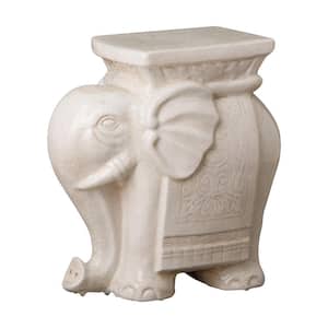 Elephant White Crackle Ceramic Garden Stool