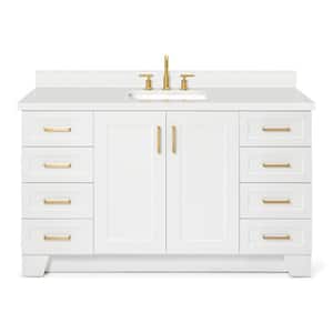 Taylor 61 in. W x 22 in. D x 36 in. H Freestanding Bath Vanity in White with Pure White Quartz Top