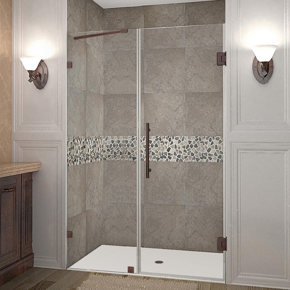 Nautis 45.25 - 46.25 in. x 72 in. Frameless Hinged Shower Door in New Bronze price history on PriceWatchPro