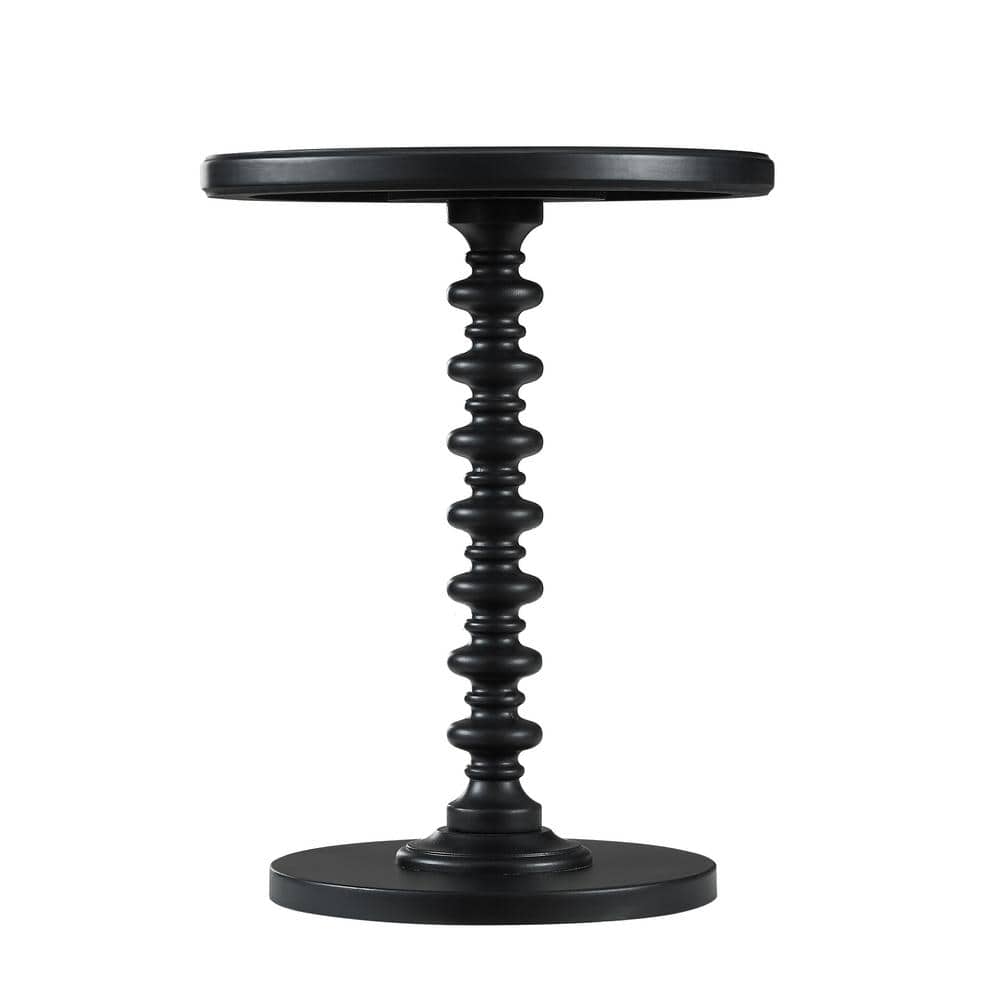 Black Round Wood Spindle Accent Table