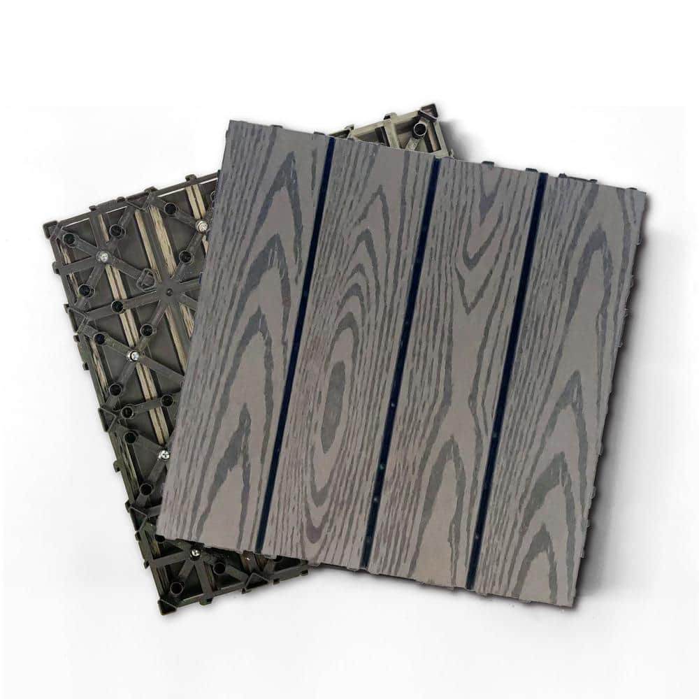 1 ft. x 1 ft. Wood Plastic Composite Deck Tile in Dark Gray, Resist Rust, W