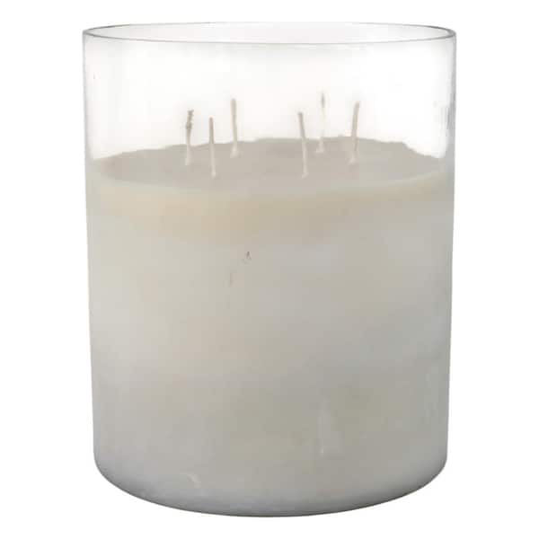 12 in. Clear Glass Plant and Floral Jasmine Frosted Candle 349 Oz