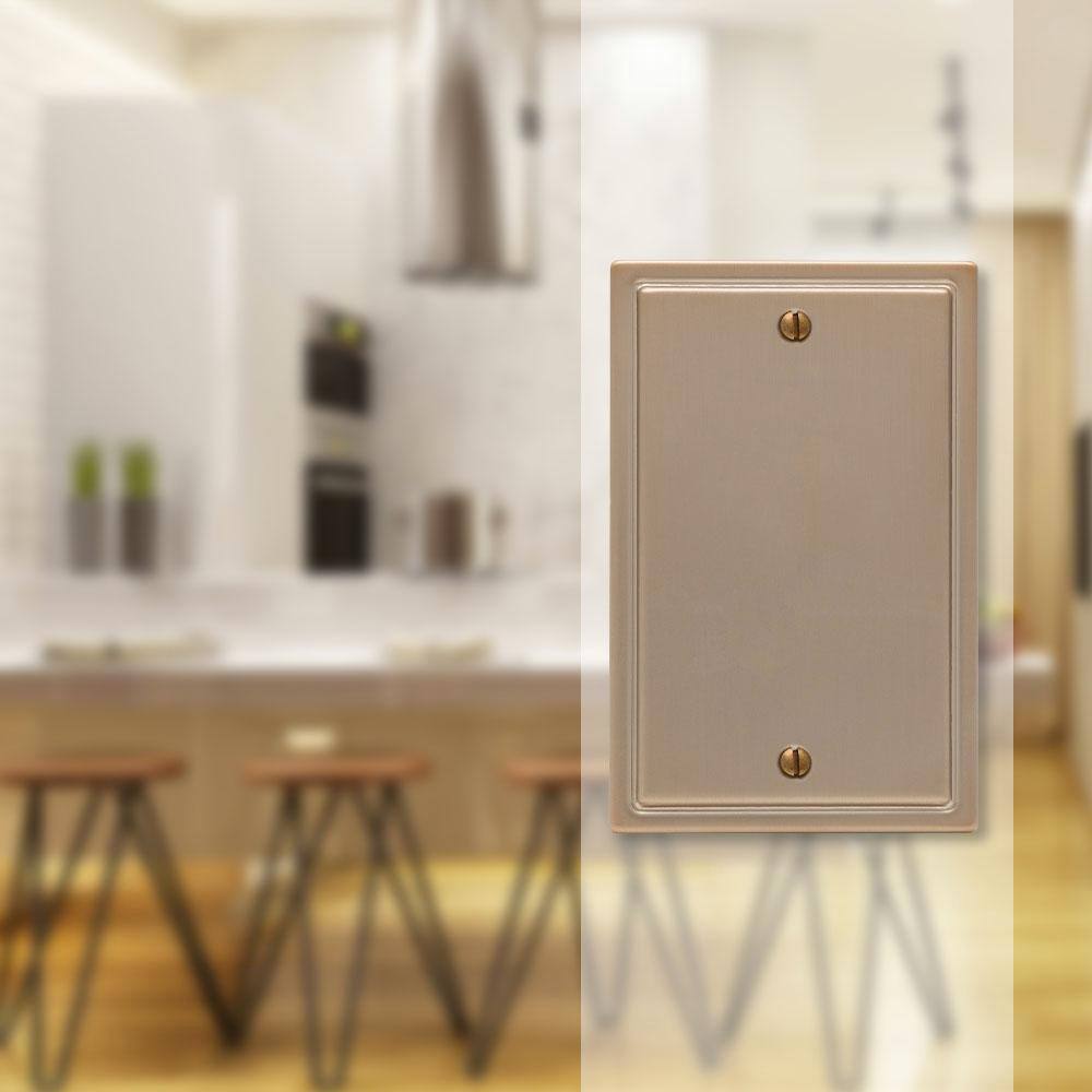 Brushed Bronze Single Blank Steel Wall Plate