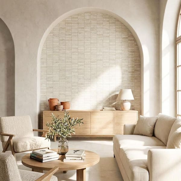 Sensi Roma 1 in. x 4 in. Satin Porcelain Mosaic Floor and Wall Tile in Ivory (5 sq. ft. /Case)