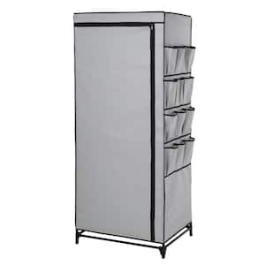 62.2 in. H x 27.17 in. W x 18.11 in. D Gray Non-Woven and Steel Portable Closet with Cover and Side Pockets