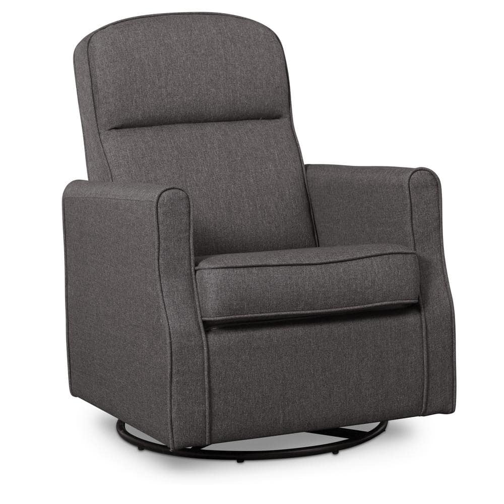 Charcoal Fabric Upholstered Swivel Glider Rocker Chair