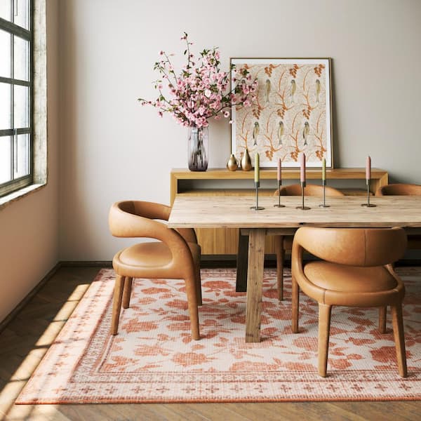 Padma Lakshmi X Rugs Botanica Hand-Tufted Botanical Wool-Blend Orange 9 ft. x 12 ft. Indoor Area Rug