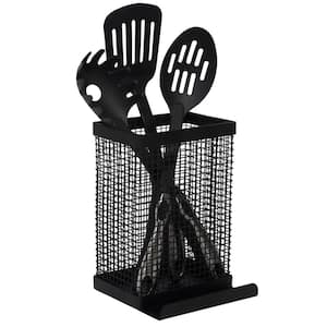 Kitchen Details Industrial Collection Tablet and Utensil Holder in Matte Black, Size: 6.69 inch x 5.51 inch x 7.48 inch