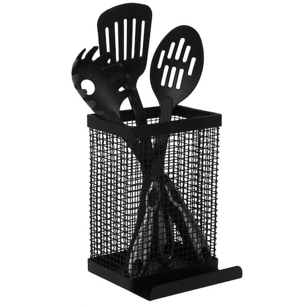 Jata Nylon Kitchen Utensils Set 6 + Holder Black