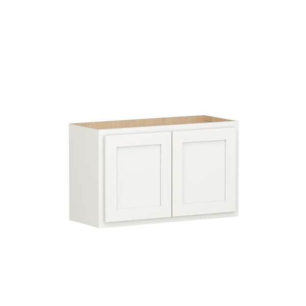 Shaker Partial Overlay 30 in. W x 12 in. D x 18 in. H Plywood Assembled Wall Kitchen Cabinet in Linen White