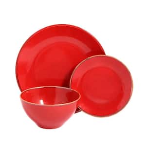 Seasons 3 Piece Red Porcelain Dinnerware Place Setting (Serving Set for 1)