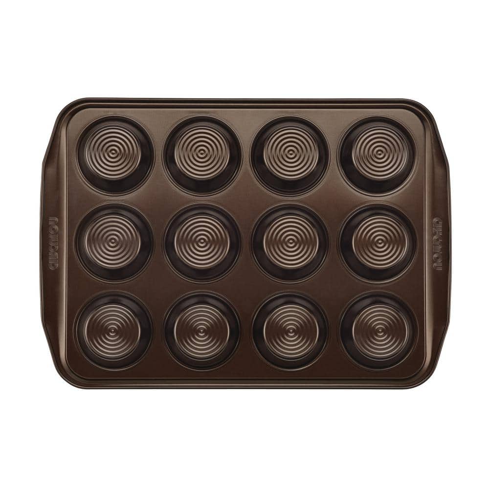 Chocolate Brown Nonstick 12-Cup Muffin Pan with Wide Handles
