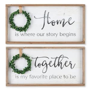 Wall Decor with Wreath (Set of 2)