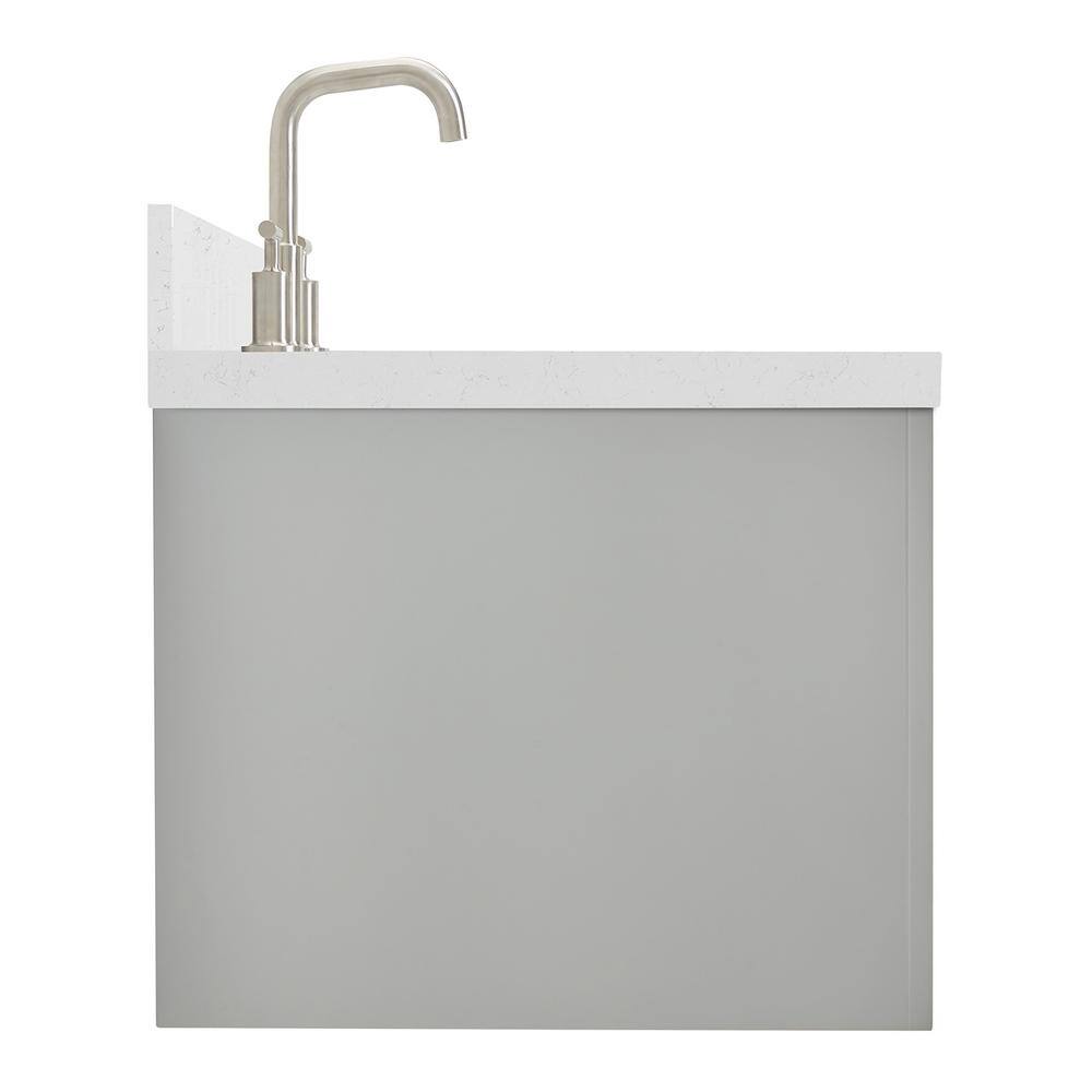 Hutton 48" Gray Wall-Mount Vanity with Carrara Quartz Top