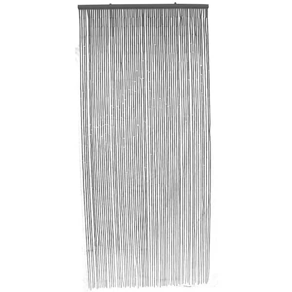 Unbranded Beaded Grey Bamboo Curtain Door 65 Strings 35.5 in. W x 78.8 in. L Wall Mounted Light Filtering Sheer Curtain 1 Panel