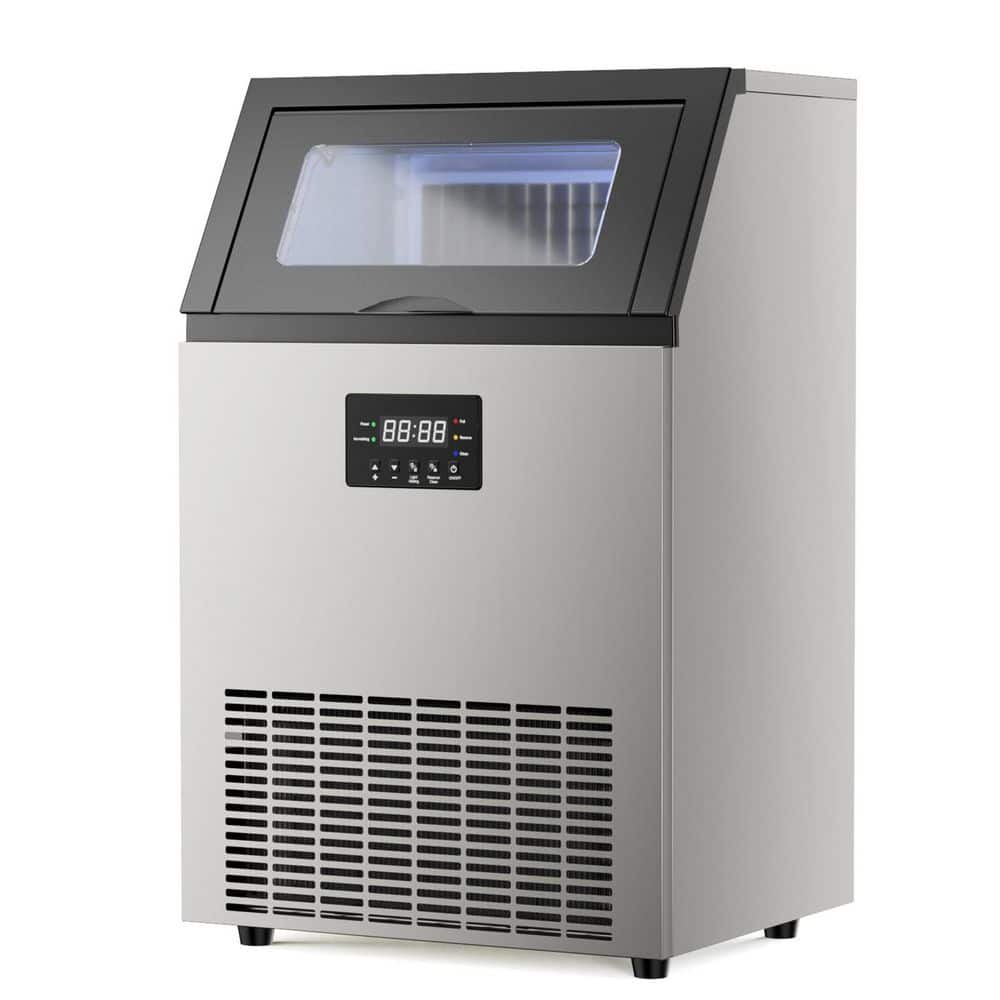 19.6 in 150 lbs. /24H Freestanding Ice Maker in Stainless Steel 400-Watt Compressor 33 lbs. Storage Bin Ice Machine