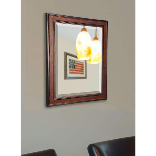 Unbranded Medium Rectangle Brown Beveled Glass Modern Mirror (35.5 in. H x 31.5 in. W)
