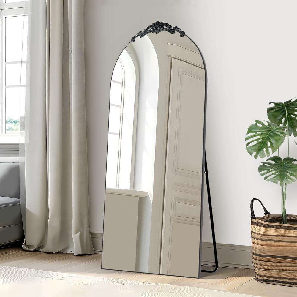 31 in. W x 71 in. H Wood Frame Arched Floor Mirror, Bedroom Living Room Wal