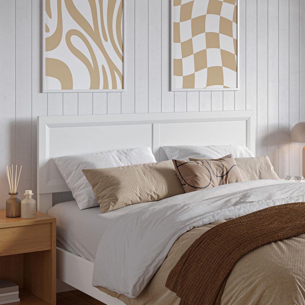 Sophia White Solid Wood Full Headboard