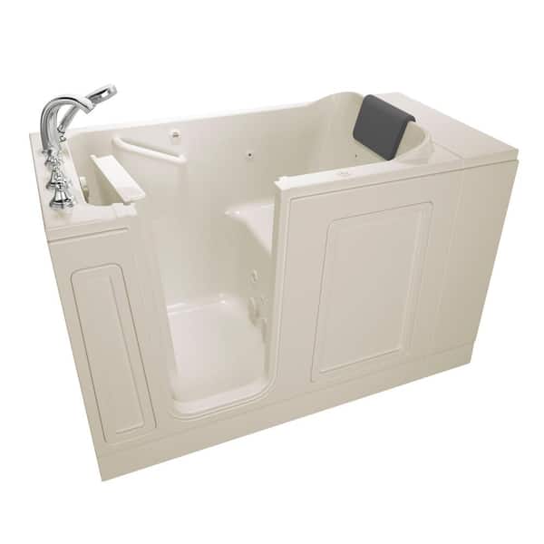 American Standard Acrylic Luxury 51 in. x 30 in. Left Hand Walk-In Whirlpool Bathtub in Linen