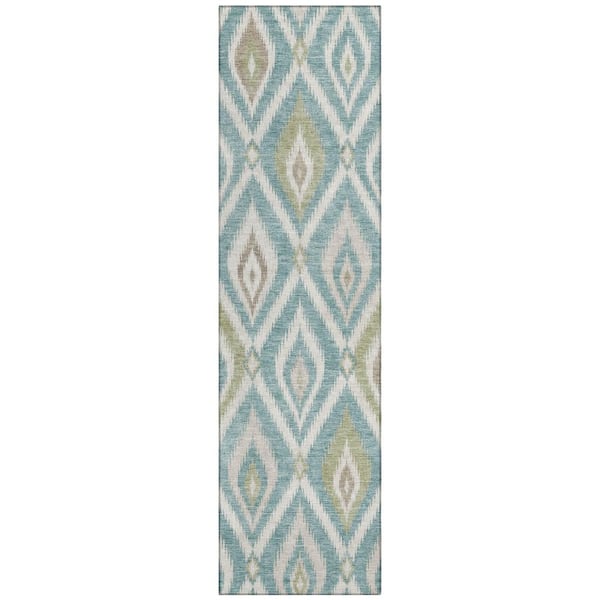 Chantille Machine Washable Indoor/Outdoor Abstract ACN3072 Teal 2 ft. x 7 ft. Runner Rug