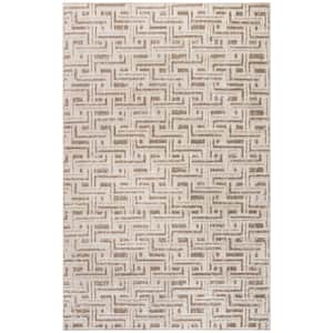 Serenity Home Mocha Ivory 4 ft. x 6 ft. Geometric Transitional Area Rug