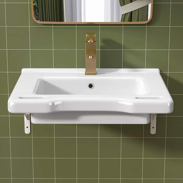 Zeafive 24 in. L x 19.7 W x 5.3 D ADA Wall-Hung Bathroom Sink