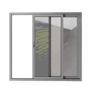 8166 72 in. X 80 in. Grey Color Left Hand Finished Metal-Plastic Patio Door