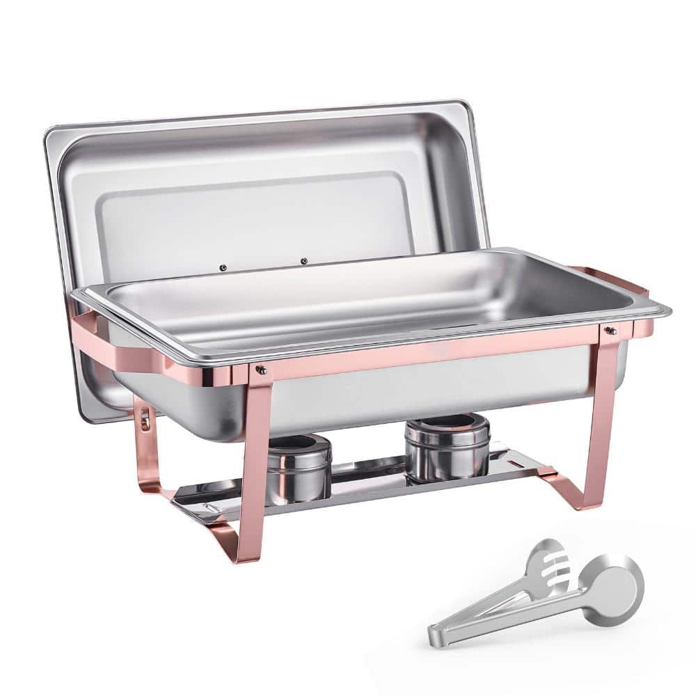 8 Qt Rectangular Chafing Dish 2-Pack, Stainless Steel Buffet Server w/ Lids, Water Pans, Fuel Holders, Full Pans price history on PriceWatchPro