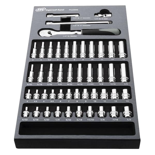 Ingersoll Rand 47 Piece 1/4 Inch Drive SAE/Metric Master Socket and Accessory Set