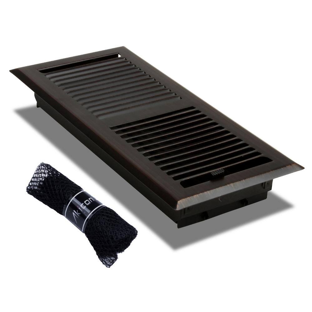 4 in. x 10 in. Floor Register with Trap Net, Oil Rubbed Bronze Finishing St