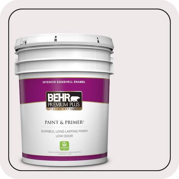 BEHR PREMIUM PLUS 5 gal. #PR-W04 Opulent Opal Eggshell Enamel Low Odor Interior Paint & Primer